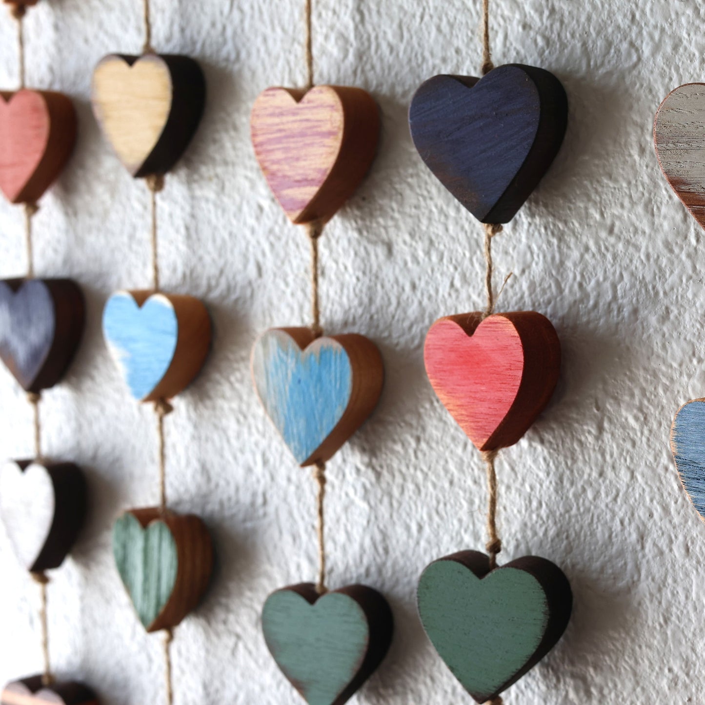 Heartstrings - 9 Handmade Wooden Hearts on String