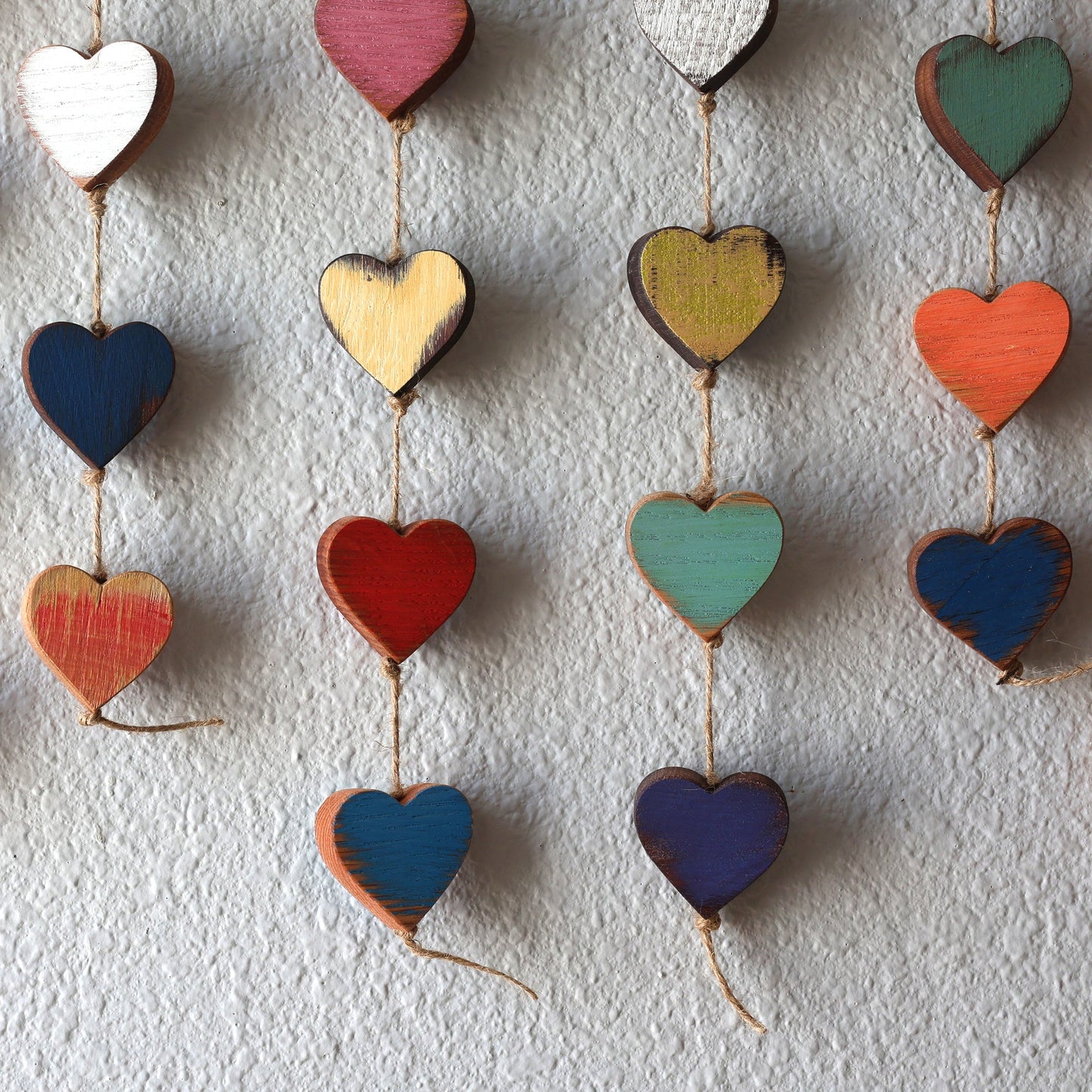 Heartstrings - 9 Handmade Wooden Hearts on String