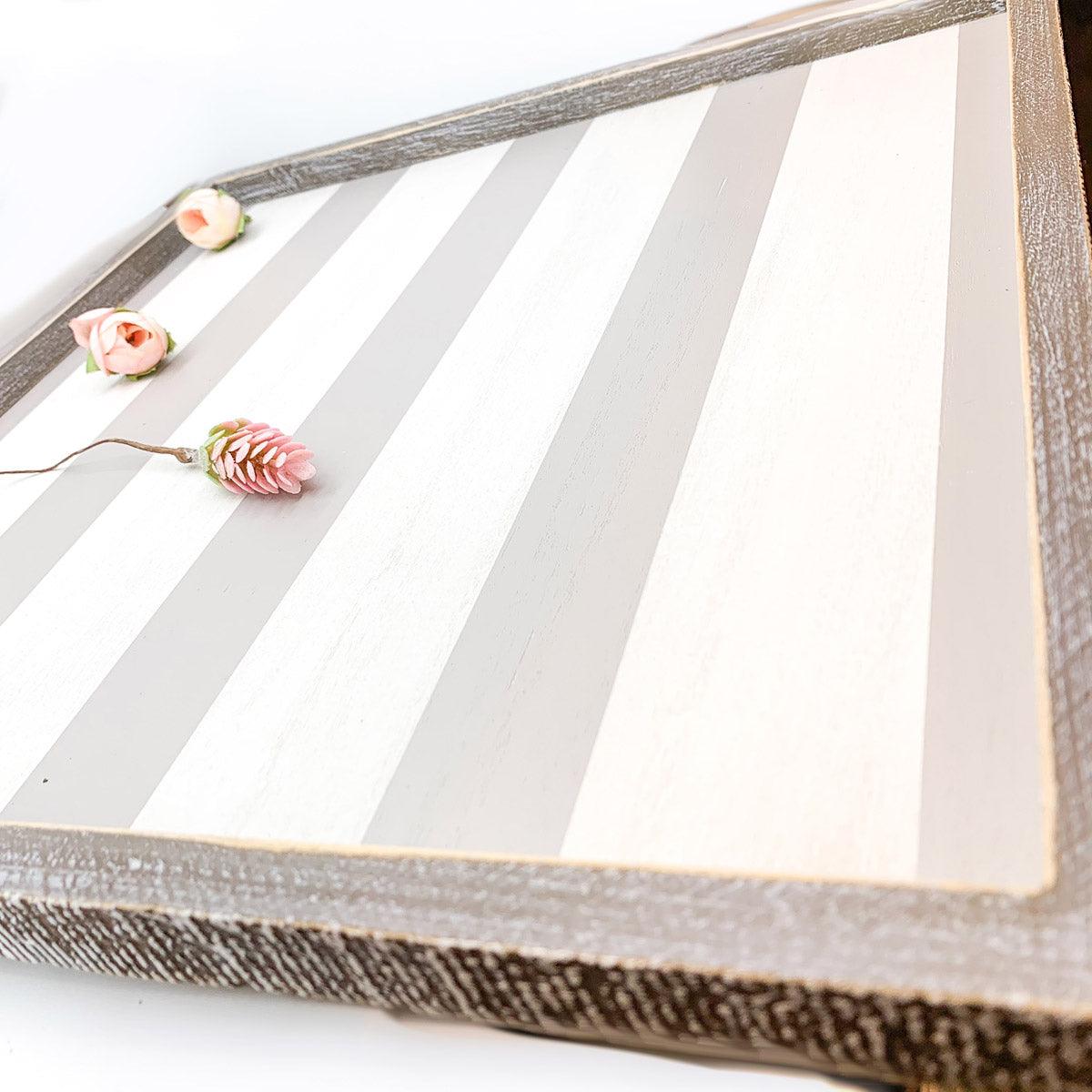 Everything Tray - Striped Wooden Charger 15x15"