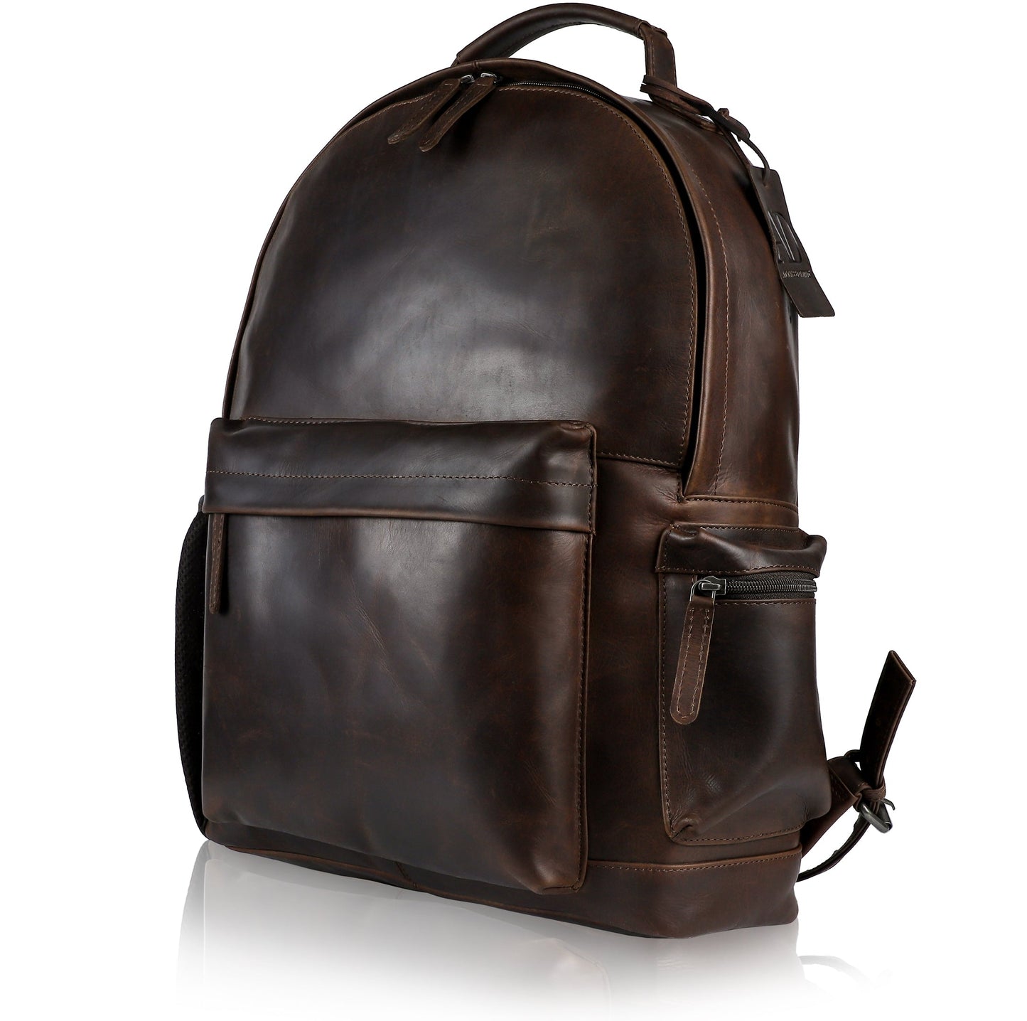 Genuine Leather Laptop Backpack with Anti-Theft Protection