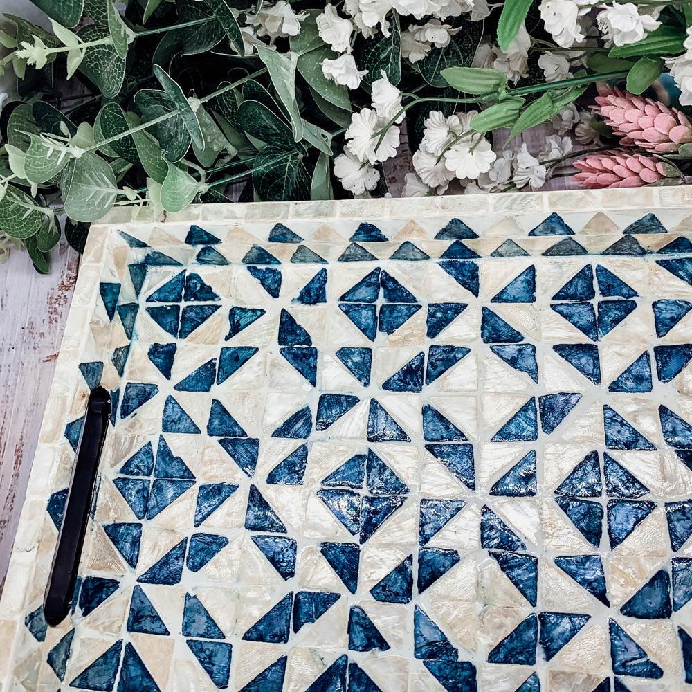 Daphne Pearl Trays - Mother of Pearl Geometric Serving Trays
