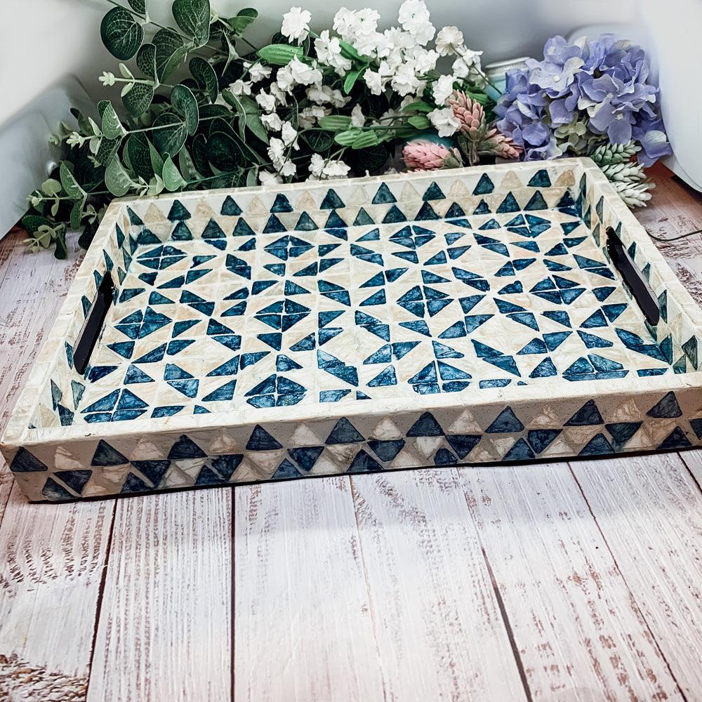 Daphne Pearl Trays - Mother of Pearl Geometric Serving Trays