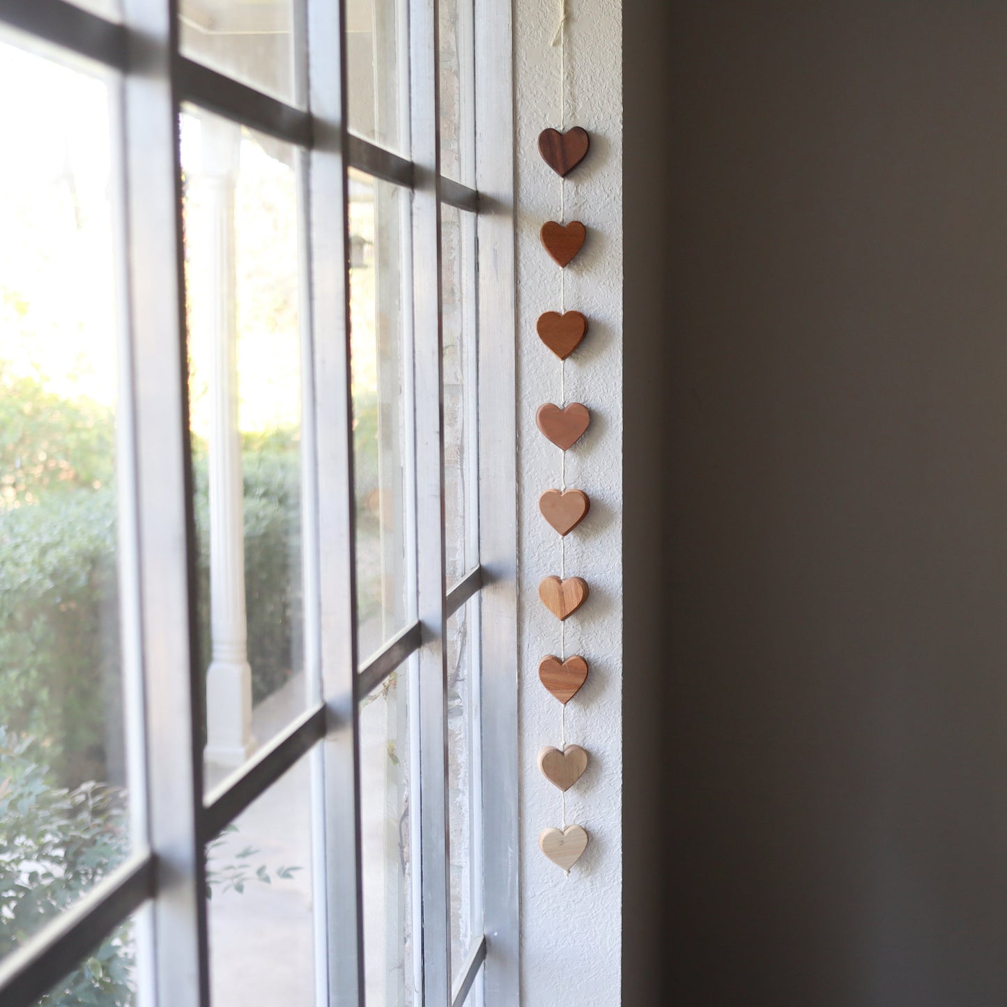 Ombré Heartstrings - 9 Connected Wooden Hearts on Jute String