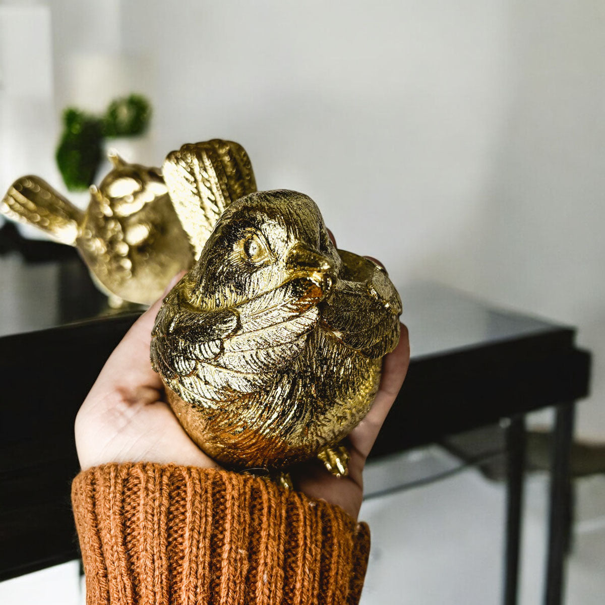 3 Wise Birds Gold Resin Figurine Set - See Speak Hear No Evil