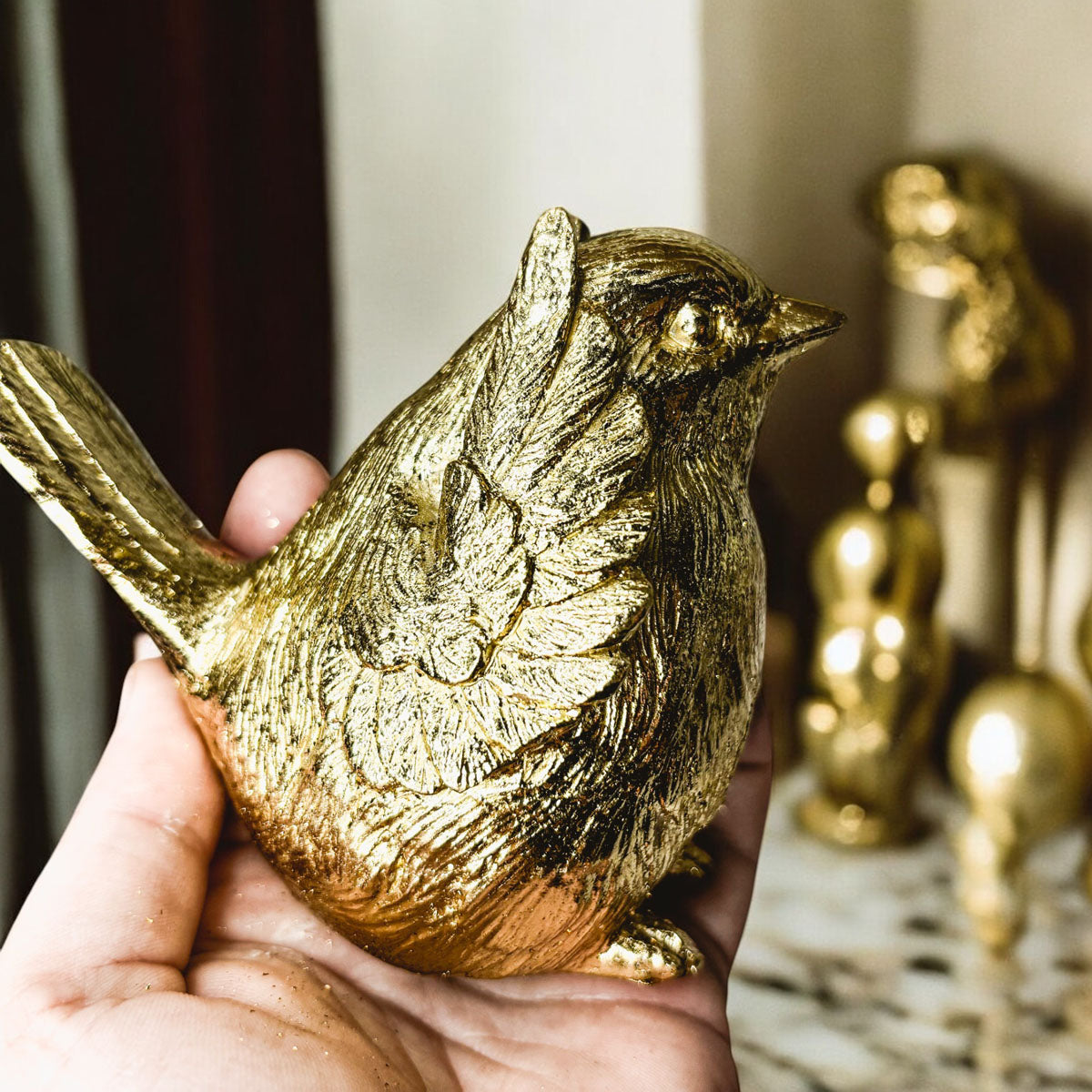 3 Wise Birds Gold Resin Figurine Set - See Speak Hear No Evil