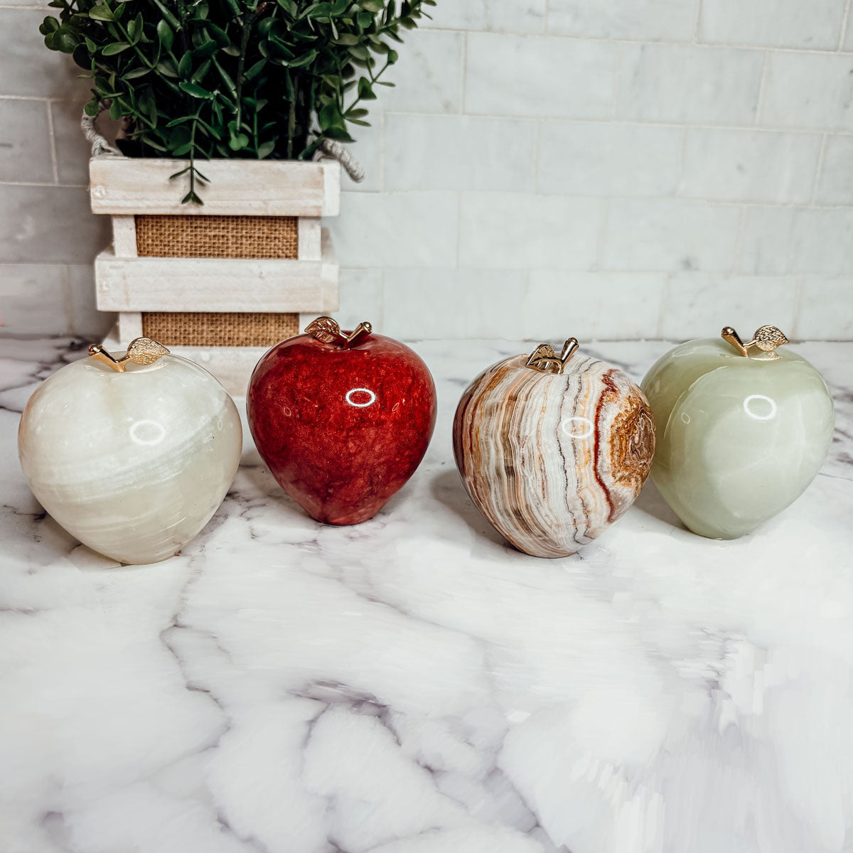 Marble Apple Paperweight - Hand-Polished Stone