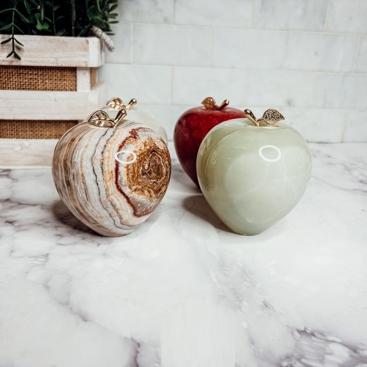Marble Apple Paperweight - Hand-Polished Stone