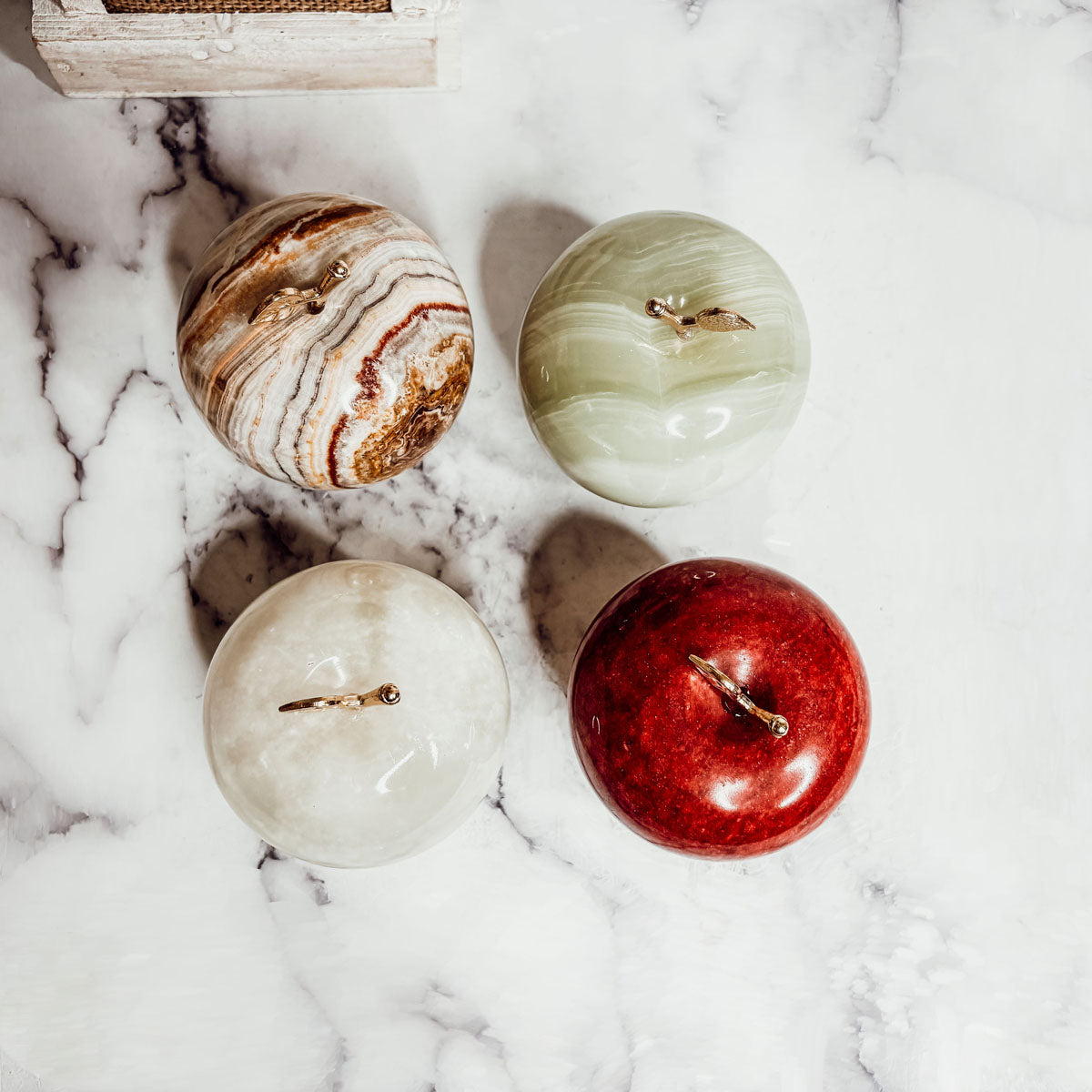 Marble Apple Paperweight - Hand-Polished Stone