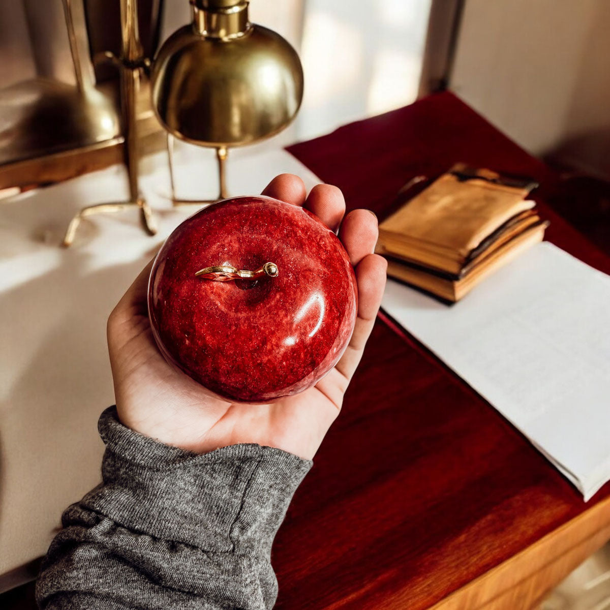 Marble Apple Paperweight - Hand-Polished Stone