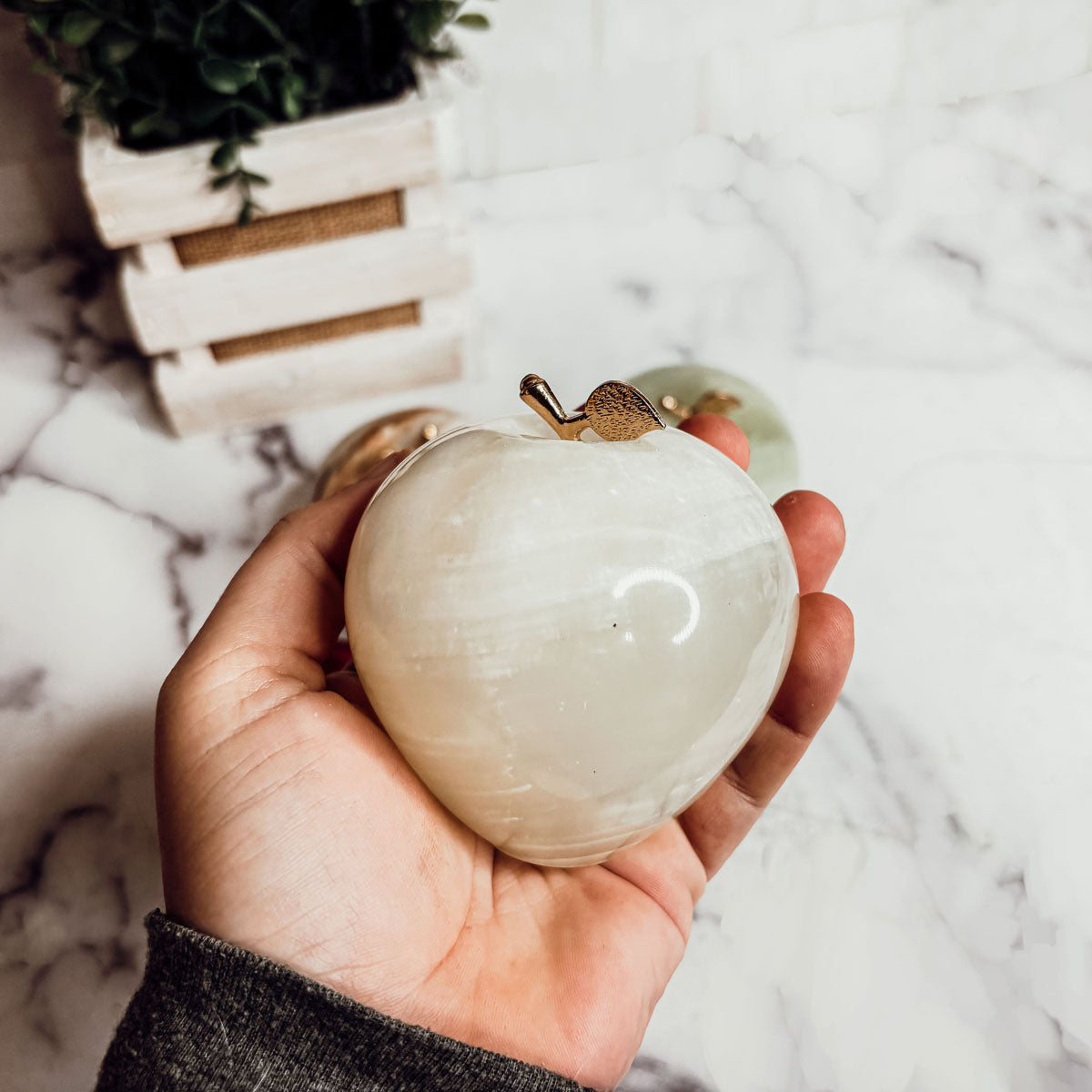 Marble Apple Paperweight - Hand-Polished Stone