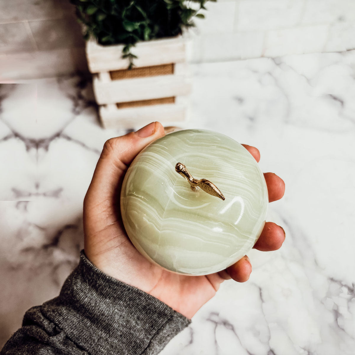 Marble Apple Paperweight - Hand-Polished Stone