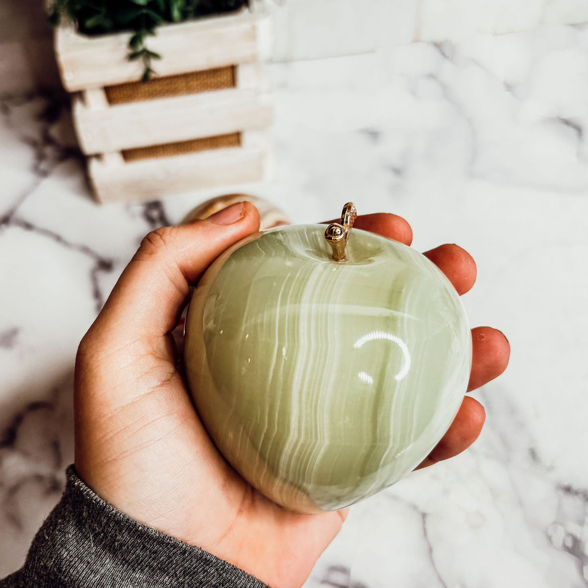Marble Apple Paperweight - Hand-Polished Stone