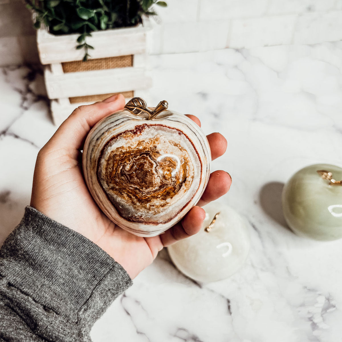 Marble Apple Paperweight - Hand-Polished Stone
