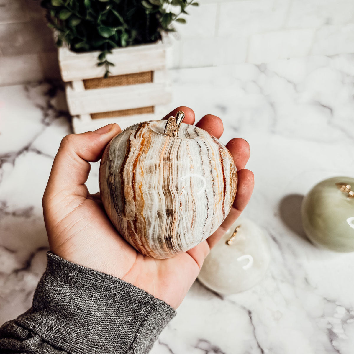 Marble Apple Paperweight - Hand-Polished Stone