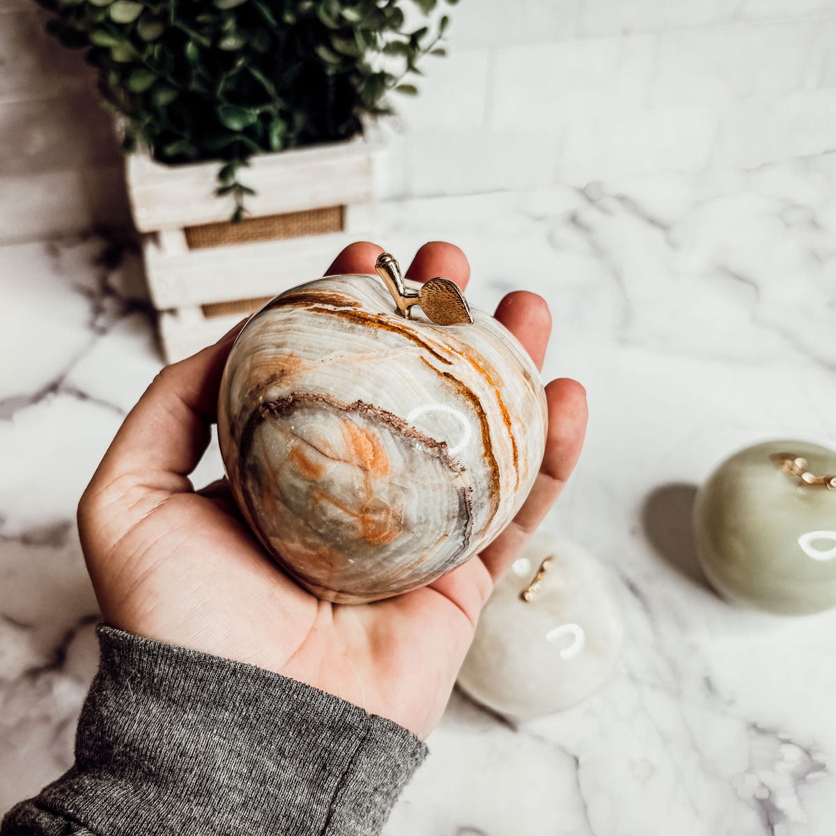 Marble Apple Paperweight - Hand-Polished Stone