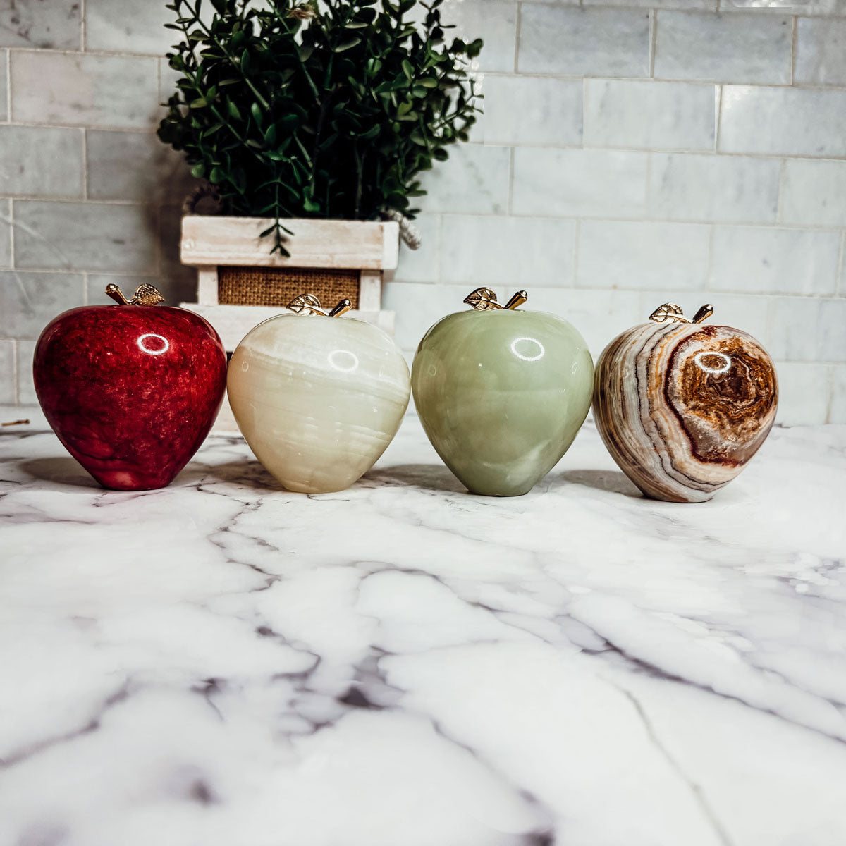 Marble Apple Paperweight - Hand-Polished Stone