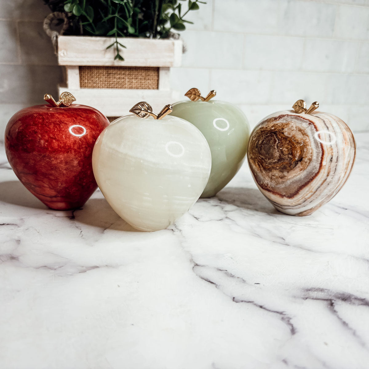 Marble Apple Paperweight - Hand-Polished Stone