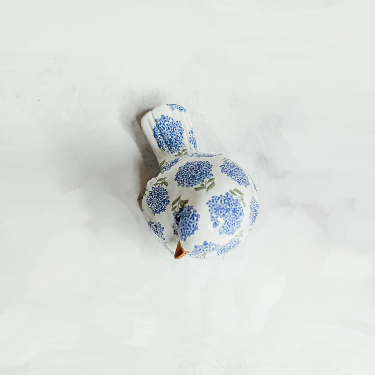 Blue Hydrangea Decorative Resin Bird