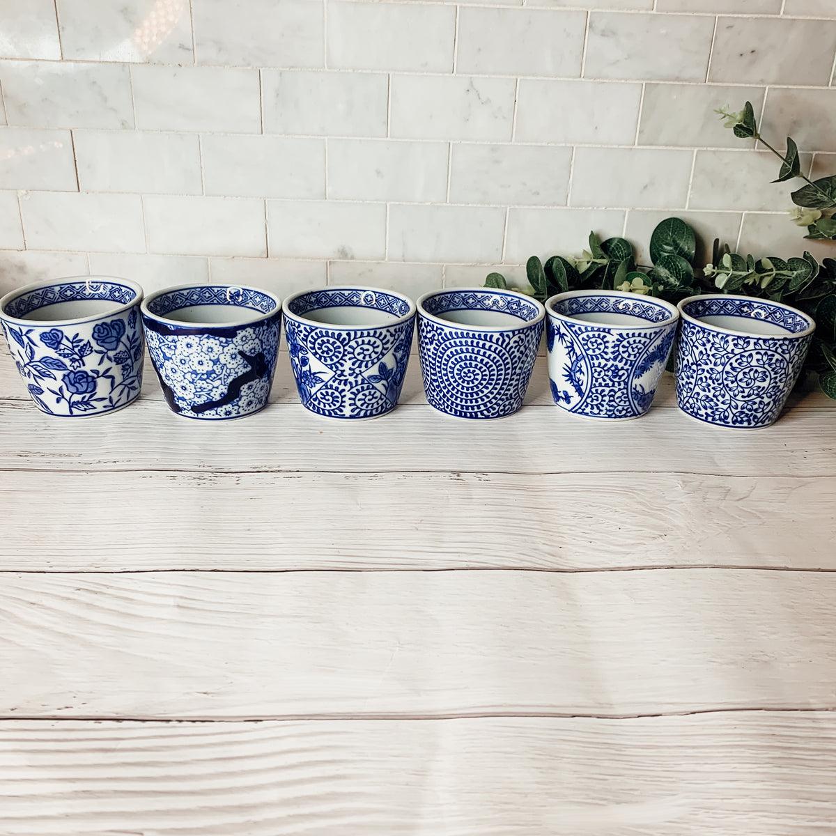 Mini Chinoiserie Cachepots - Hand-Painted Porcelain 2.75"
