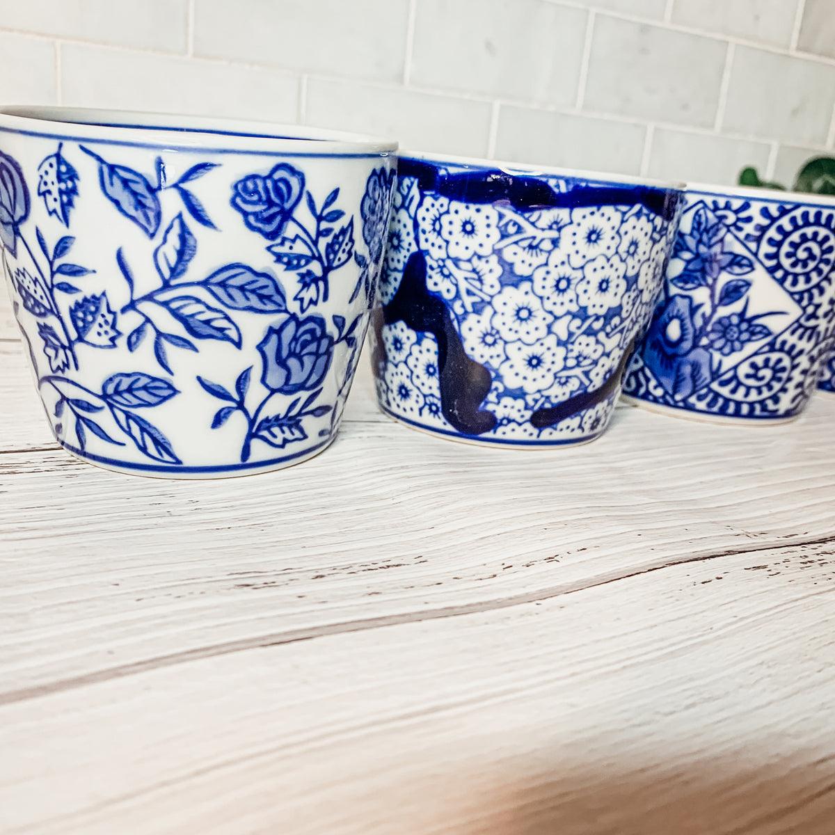 Mini Chinoiserie Cachepots - Hand-Painted Porcelain 2.75"