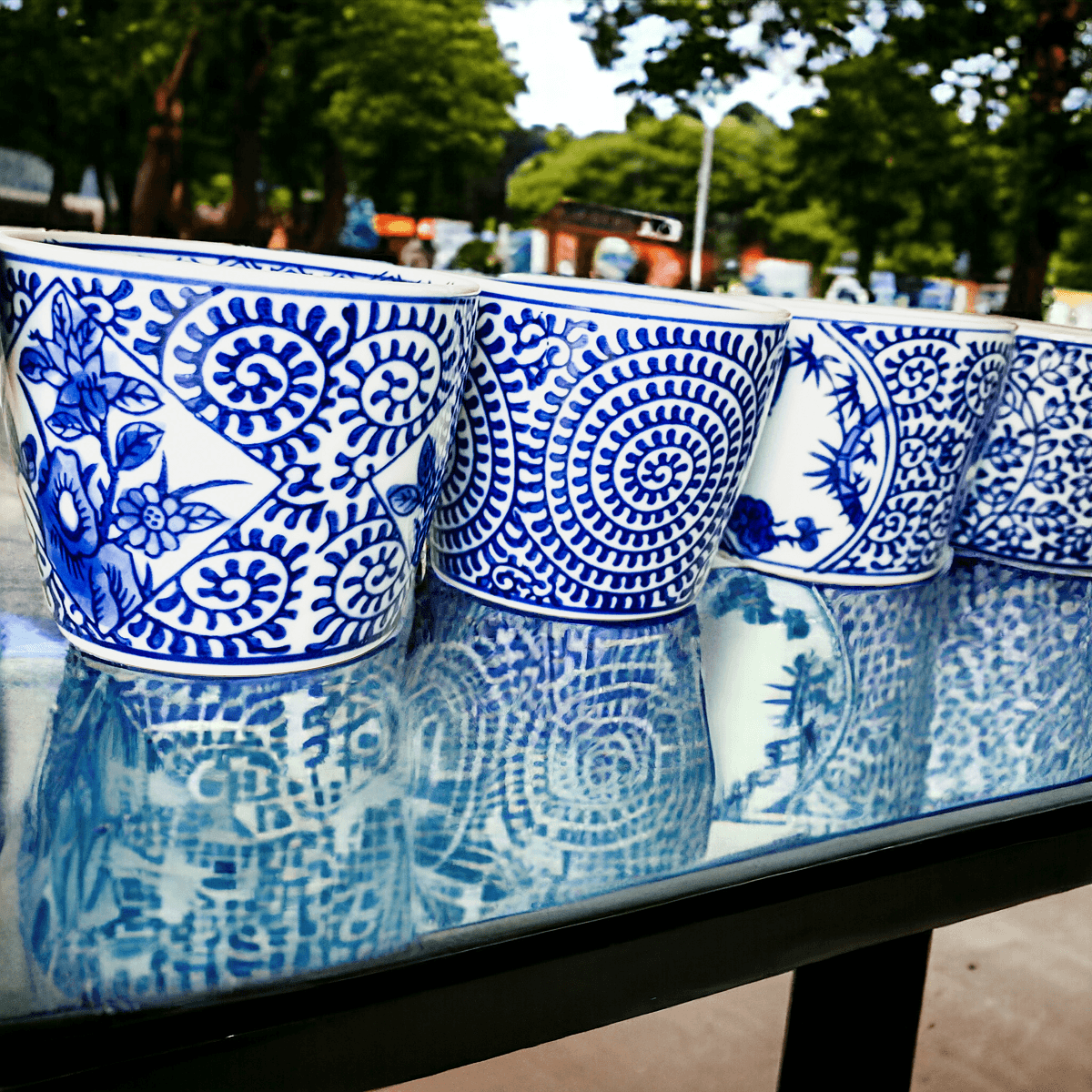 Mini Chinoiserie Cachepots - Hand-Painted Porcelain 2.75"