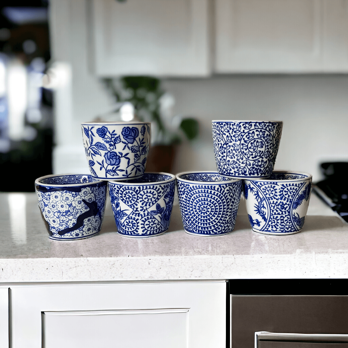 Mini Chinoiserie Cachepots - Hand-Painted Porcelain 2.75"