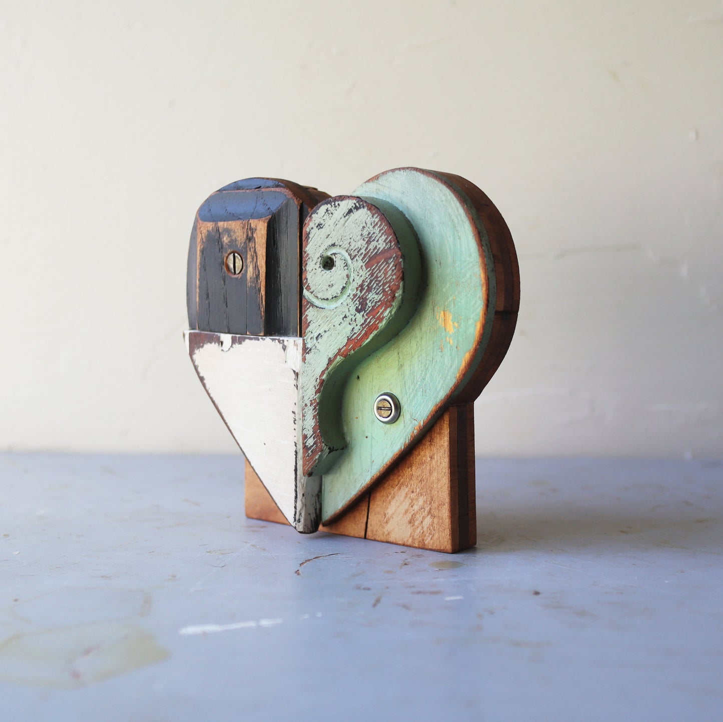 Reclaimed Wooden Heart Emojis - Handmade from Antique Piano Wood