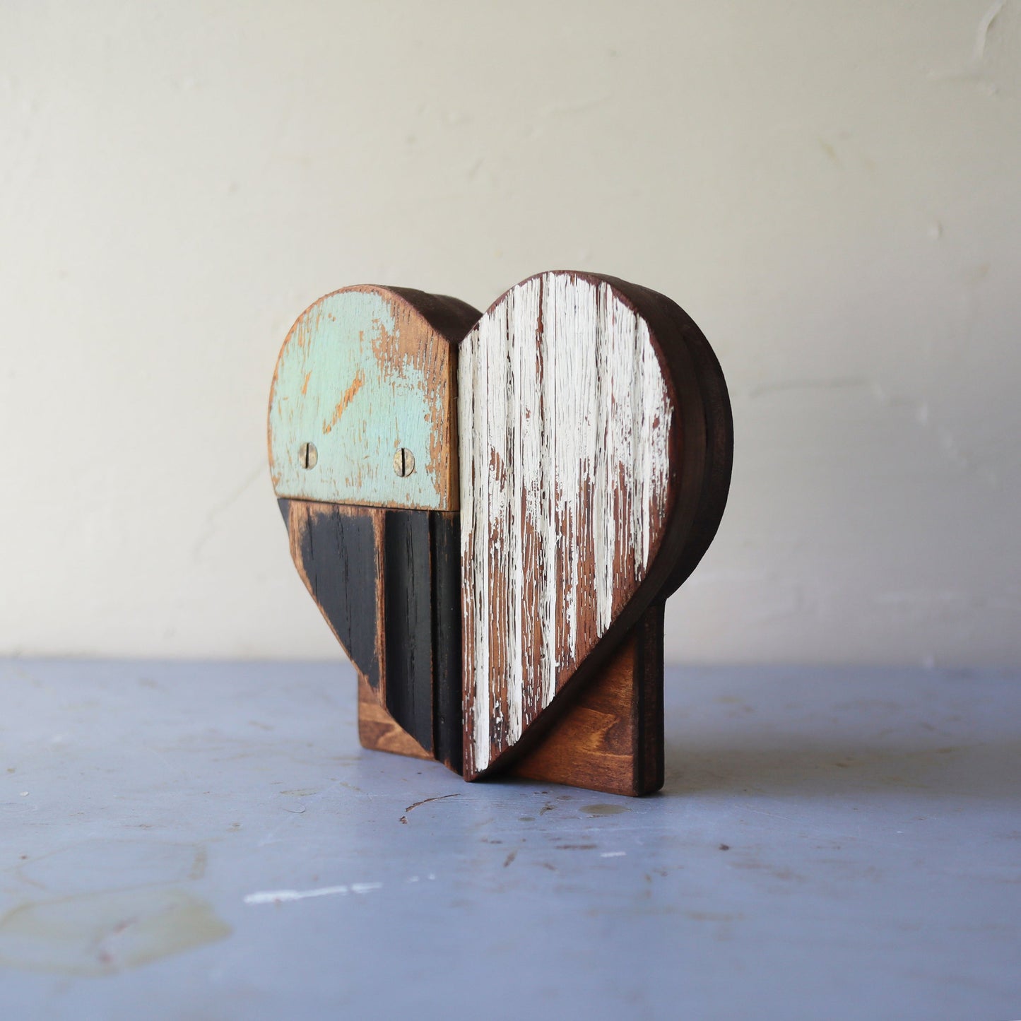 Reclaimed Wooden Heart Emojis - Handmade from Antique Piano Wood