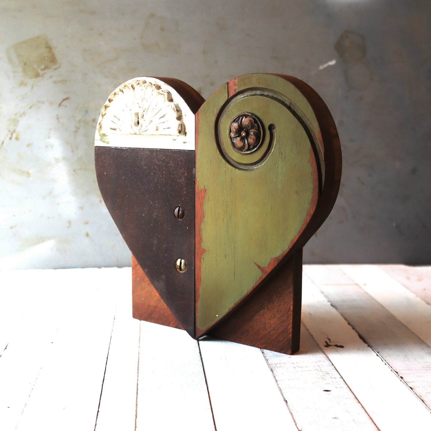 Reclaimed Wooden Heart Emojis - Handmade from Antique Piano Wood