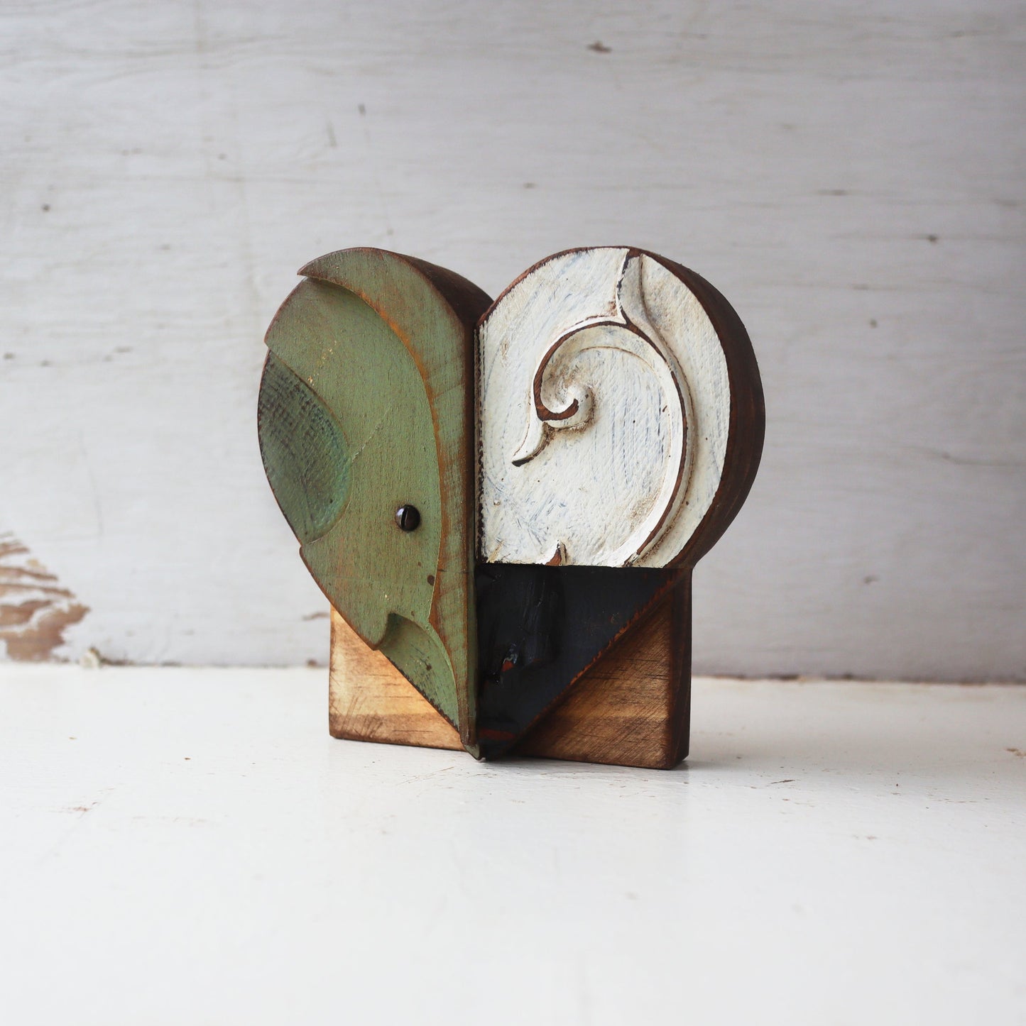 Reclaimed Wooden Heart Emojis - Handmade from Antique Piano Wood