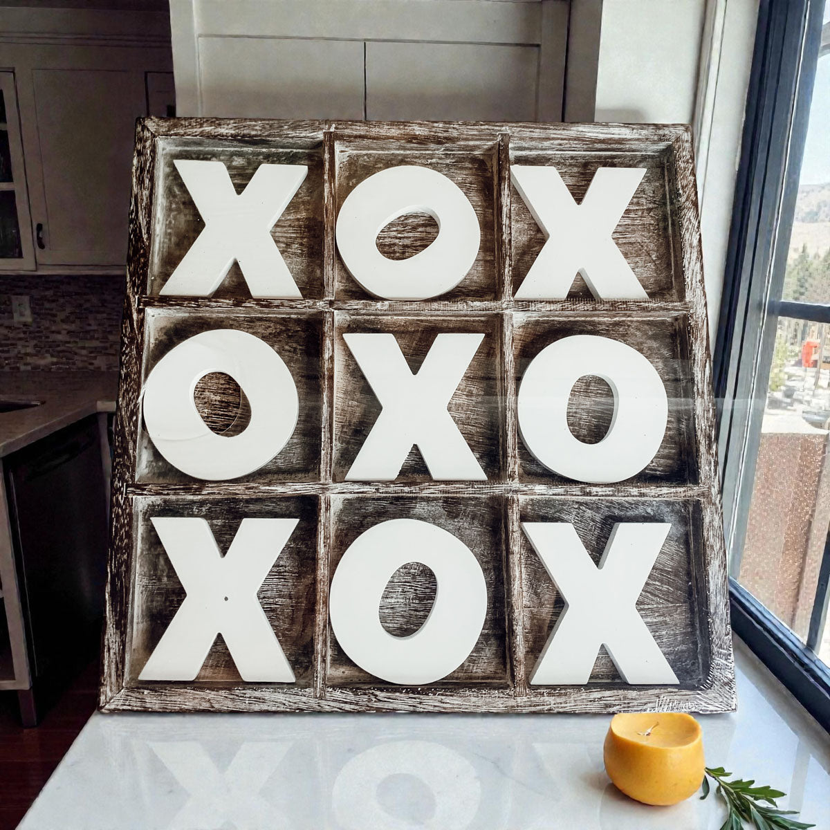 Handmade Wooden Tic Tac Toe Board - 12x12 Rustic Game