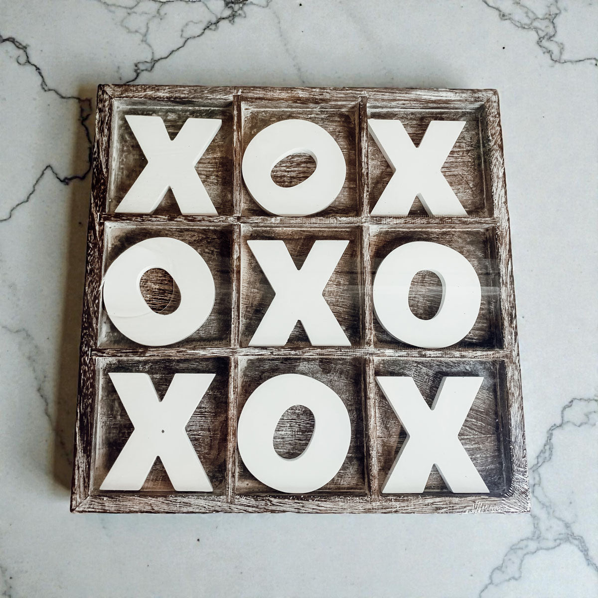 Handmade Wooden Tic Tac Toe Board - 12x12 Rustic Game