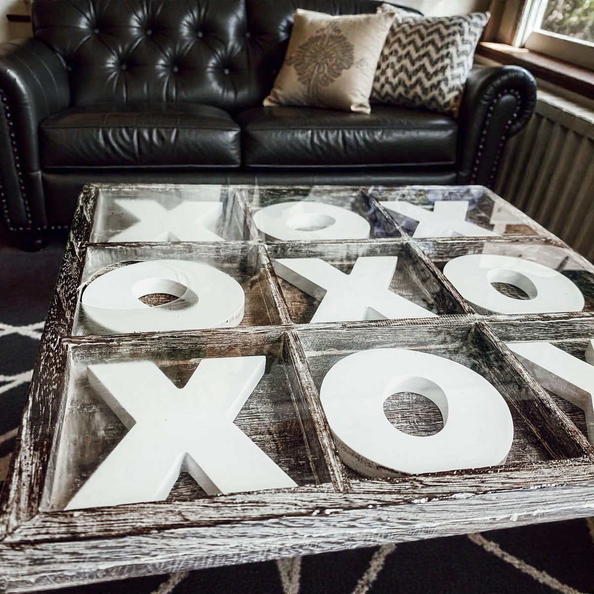 Handmade Wooden Tic Tac Toe Board - 12x12 Rustic Game