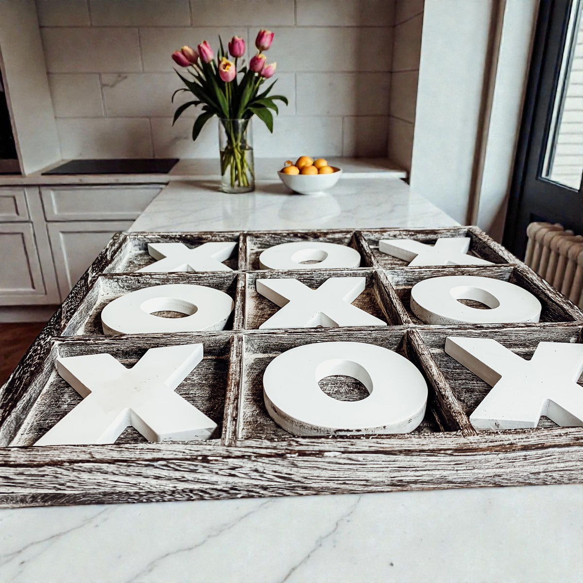 Handmade Wooden Tic Tac Toe Board - 12x12 Rustic Game