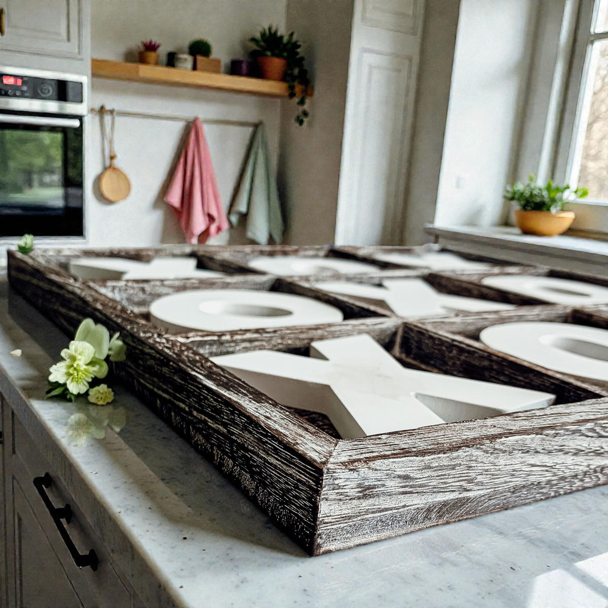 Handmade Wooden Tic Tac Toe Board - 12x12 Rustic Game