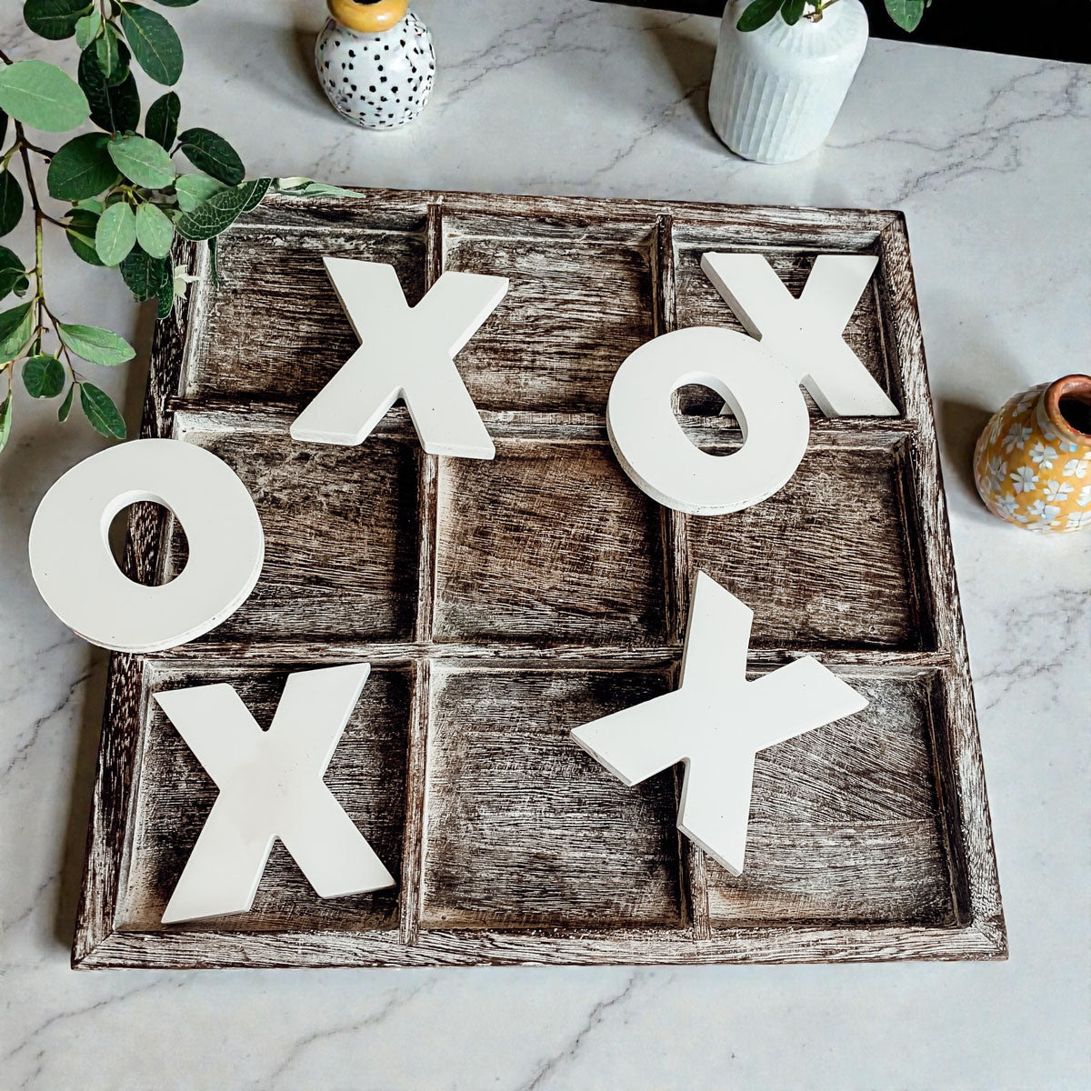 Handmade Wooden Tic Tac Toe Board - 12x12 Rustic Game