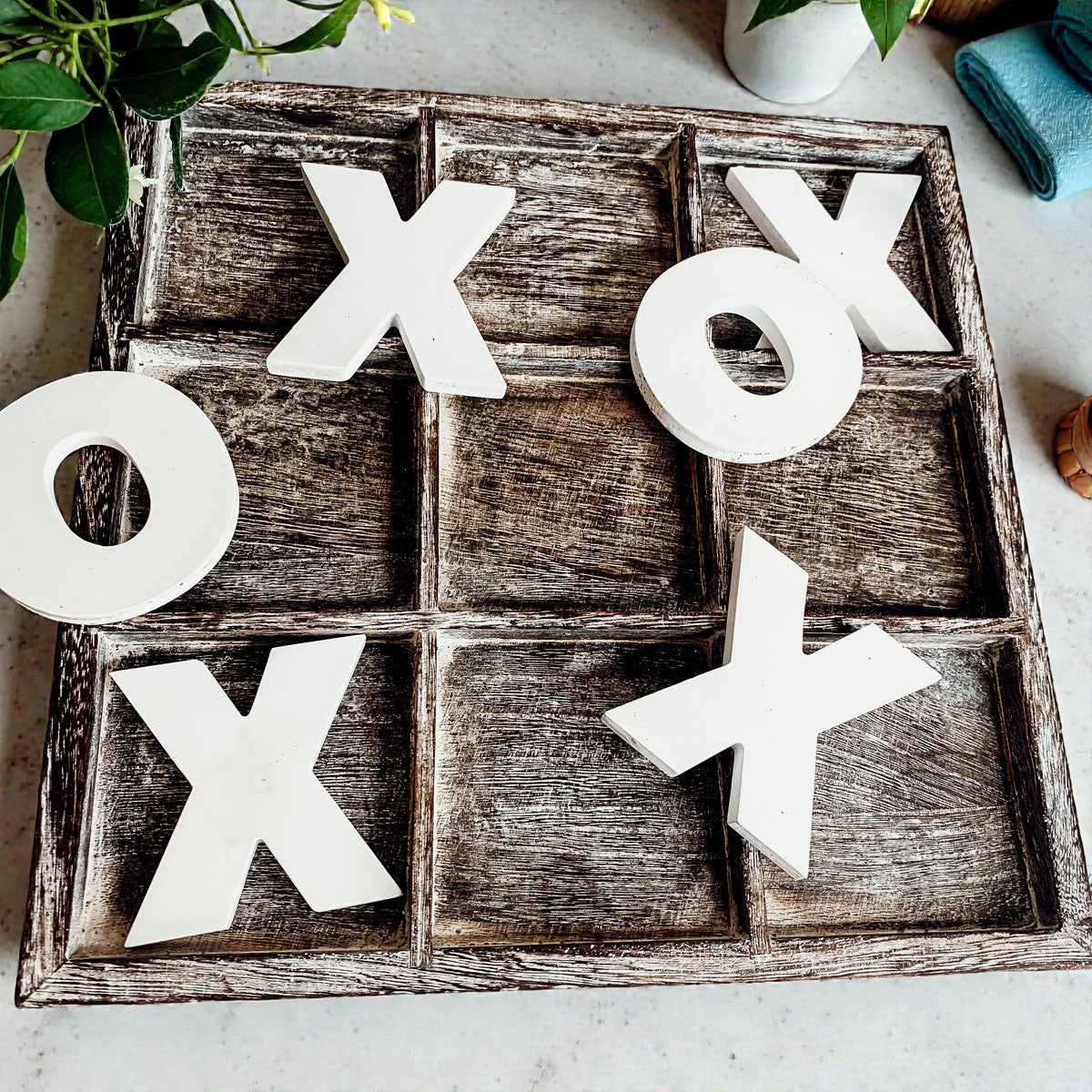 Handmade Wooden Tic Tac Toe Board - 12x12 Rustic Game
