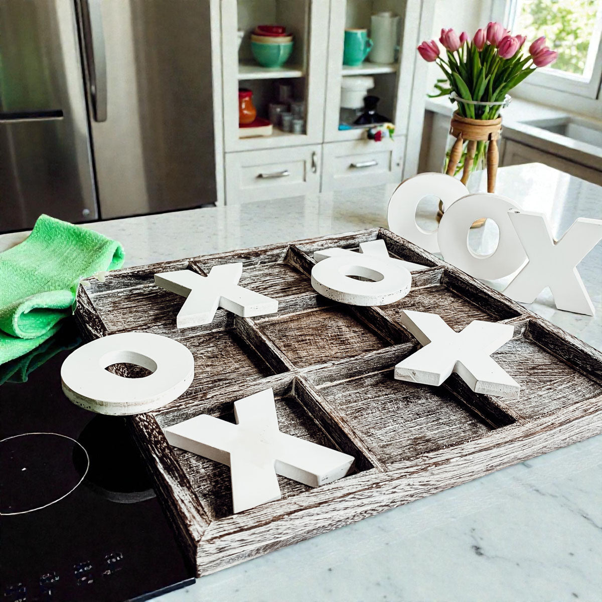 Handmade Wooden Tic Tac Toe Board - 12x12 Rustic Game