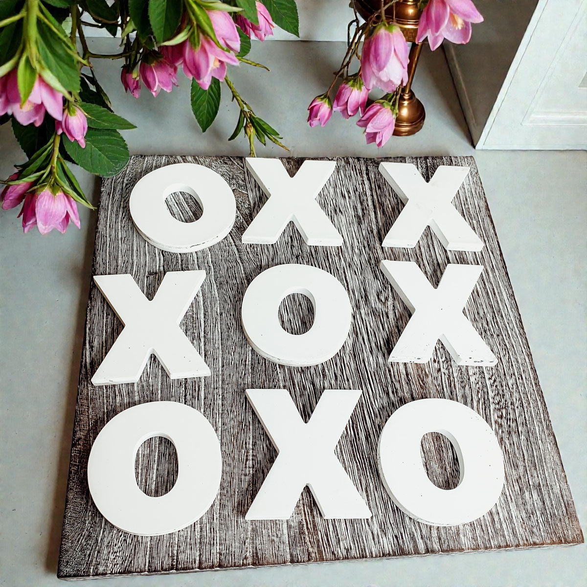 Handmade Wooden Tic Tac Toe Board - 12x12 Rustic Game