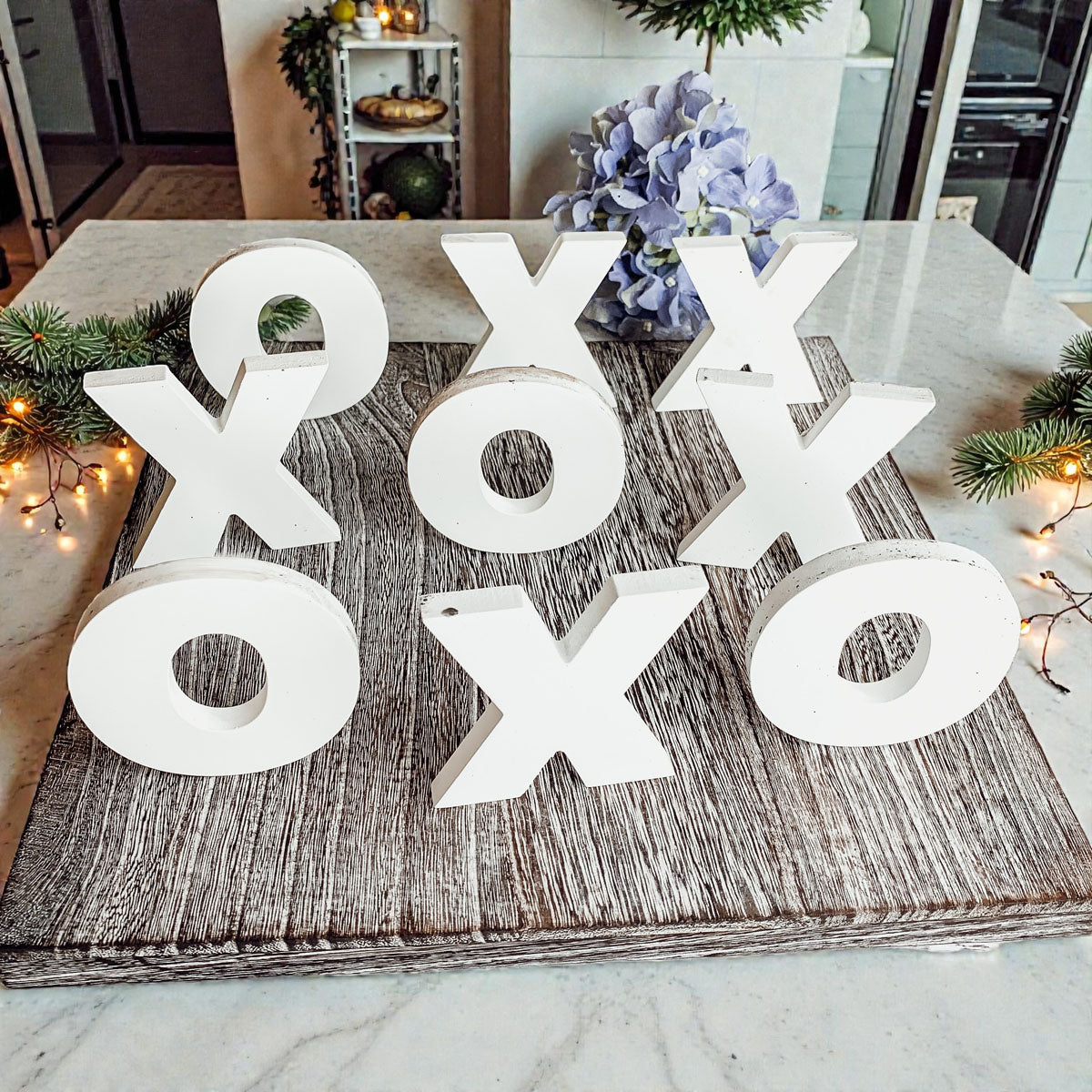 Handmade Wooden Tic Tac Toe Board - 12x12 Rustic Game