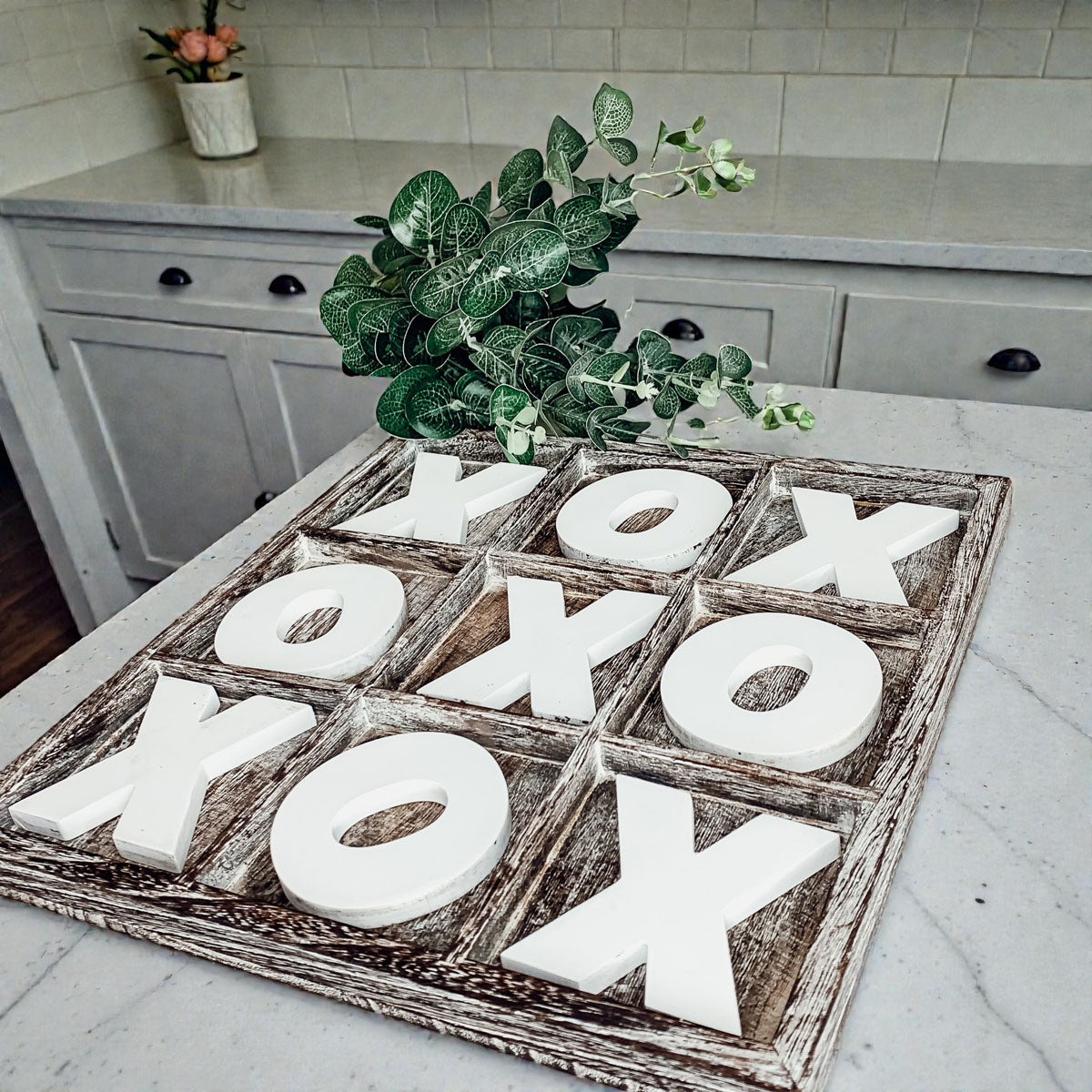 Handmade Wooden Tic Tac Toe Board - 12x12 Rustic Game