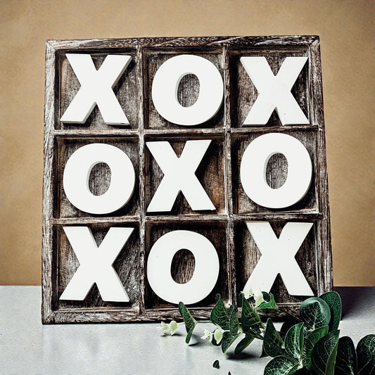 Handmade Wooden Tic Tac Toe Board - 12x12 Rustic Game