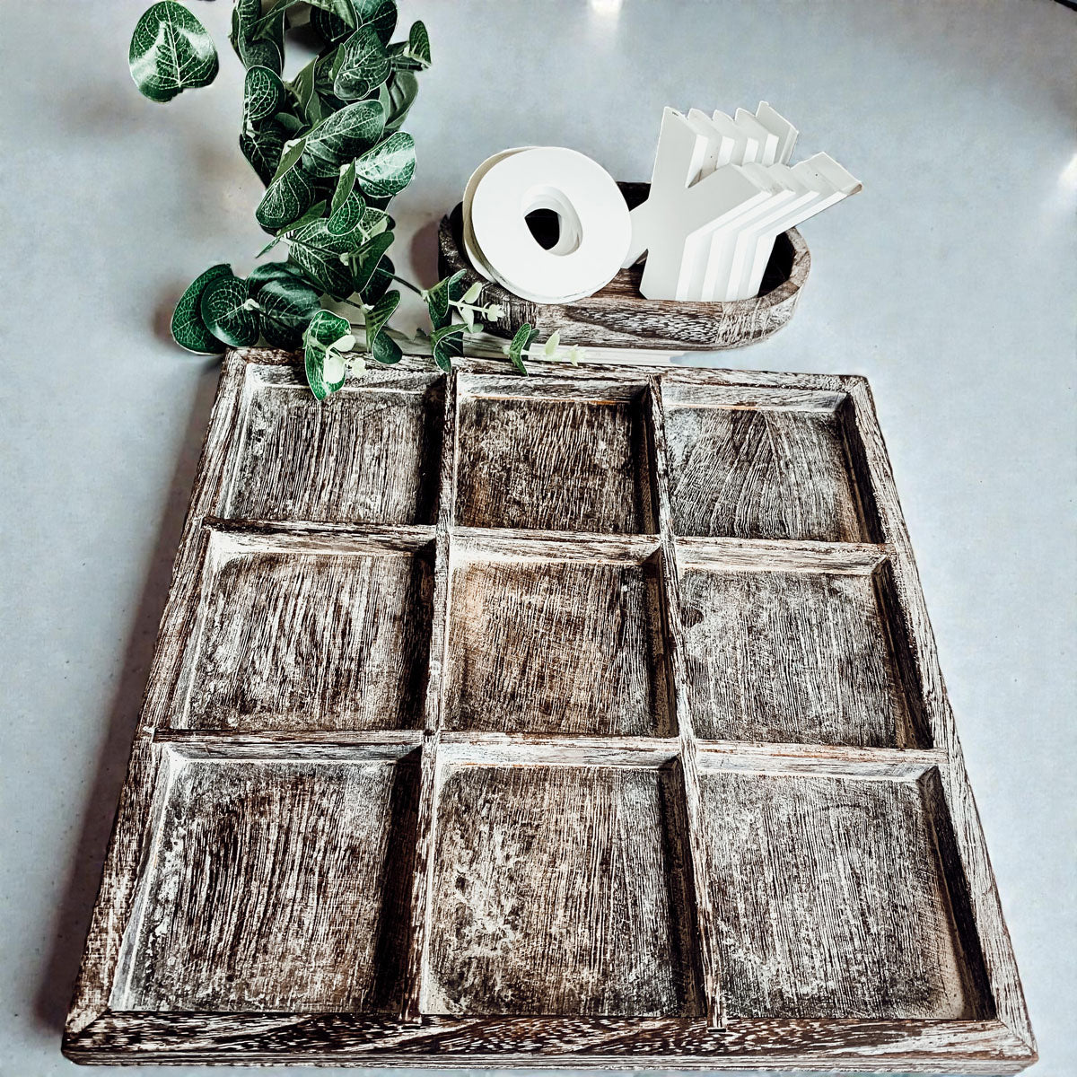 Handmade Wooden Tic Tac Toe Board - 12x12 Rustic Game
