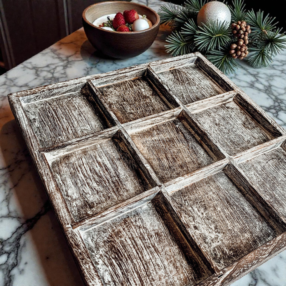 Handmade Wooden Tic Tac Toe Board - 12x12 Rustic Game