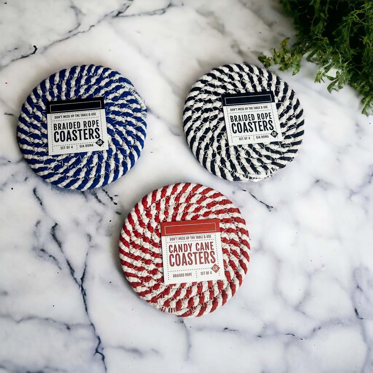 Black & White Braided Rope Coasters Set of 4