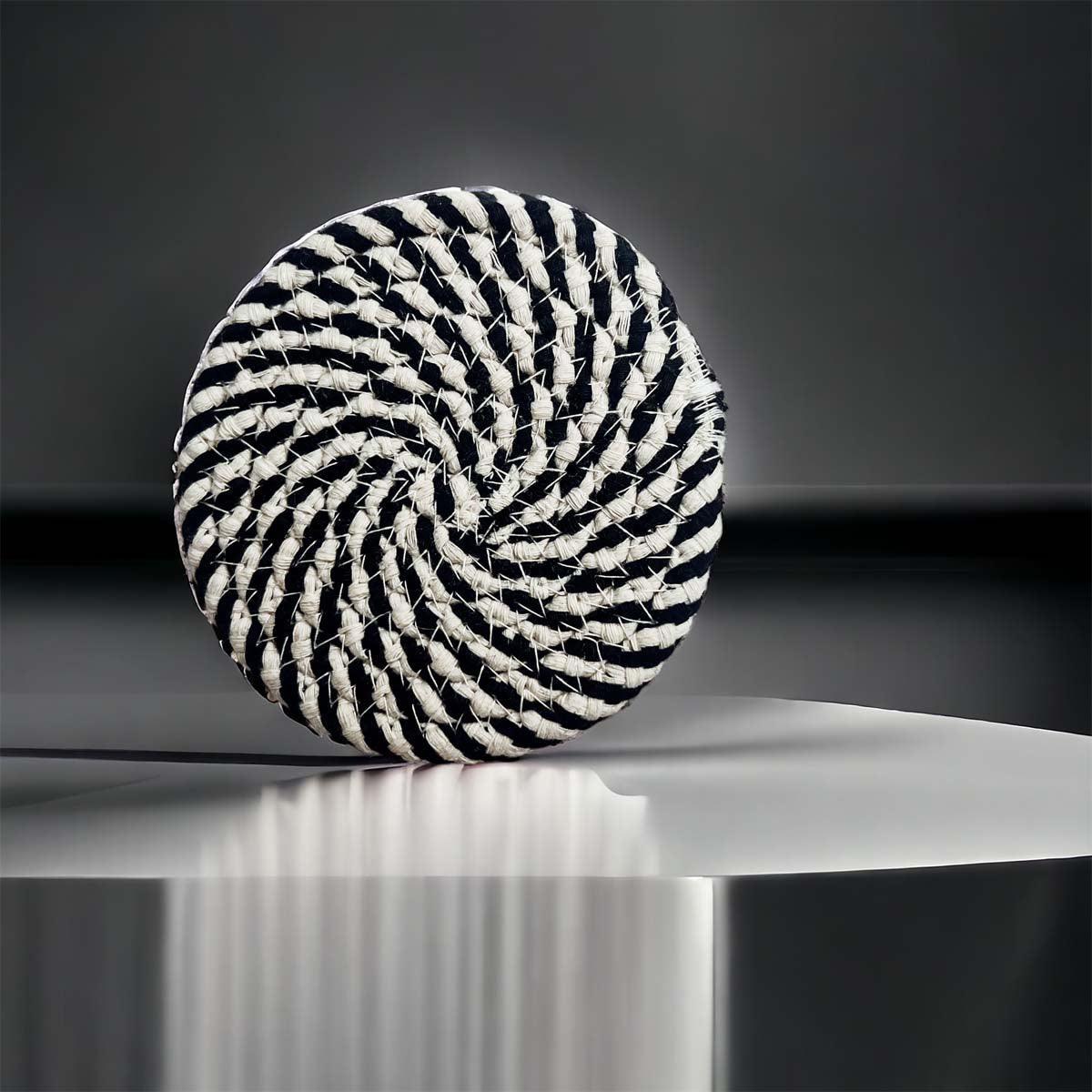 Black & White Braided Rope Coasters Set of 4