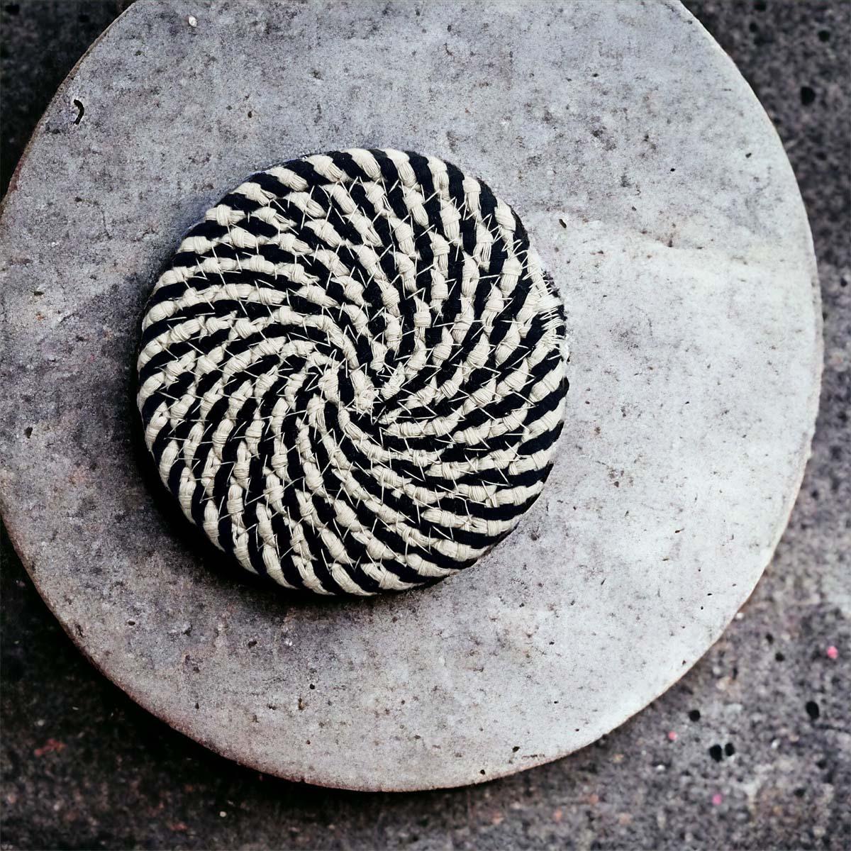 Black & White Braided Rope Coasters Set of 4