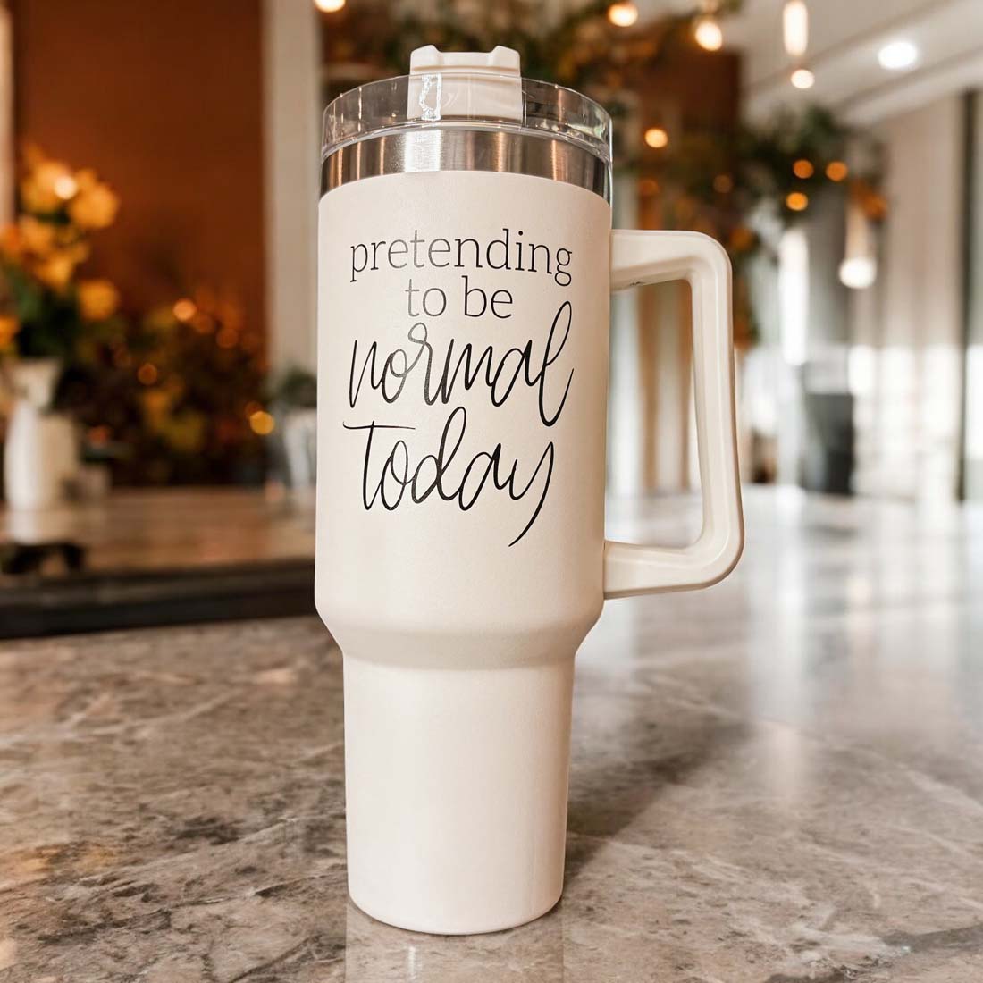 Pretending to be Normal Today 40oz Insulated Tumbler - Cream