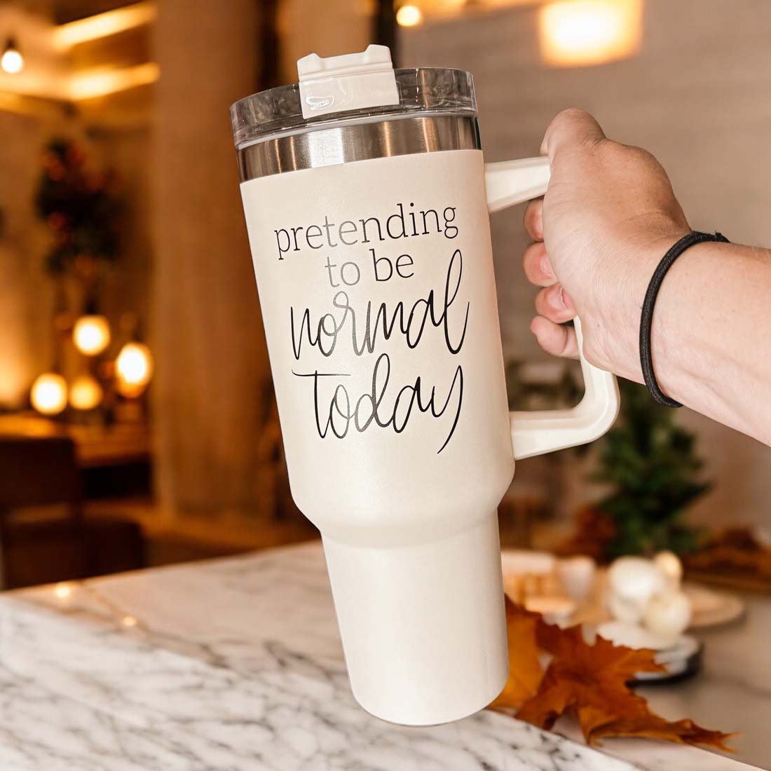 Pretending to be Normal Today 40oz Insulated Tumbler - Cream
