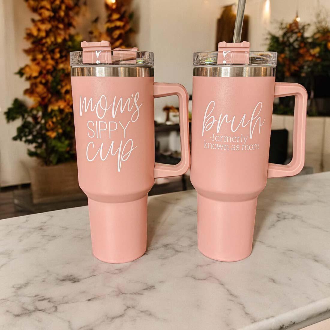 Mom's Sippy 40oz Insulated Tumbler - Pink